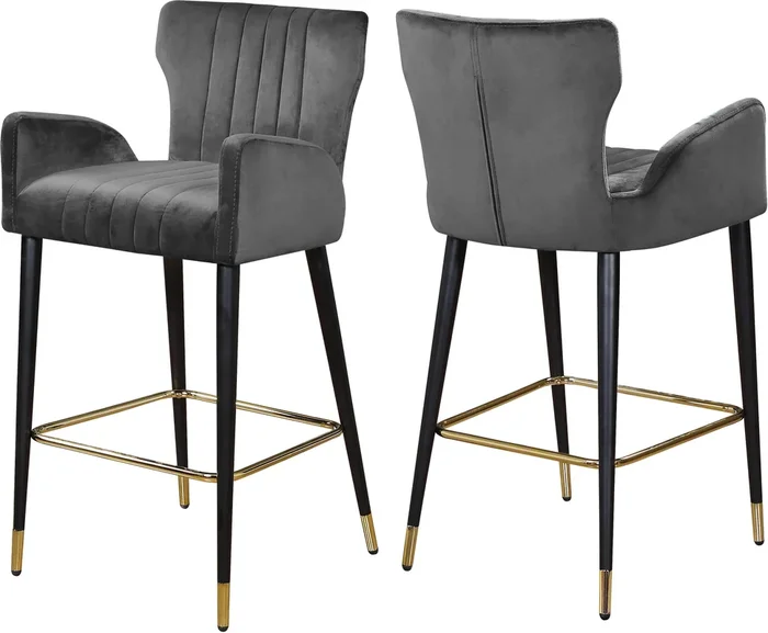 Luxe Grey Velvet Stool