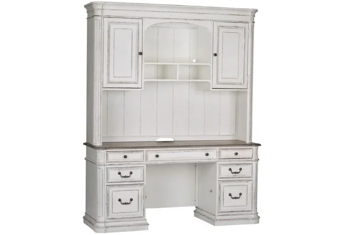 Magnolia Manor – Credenza & Hutch – White