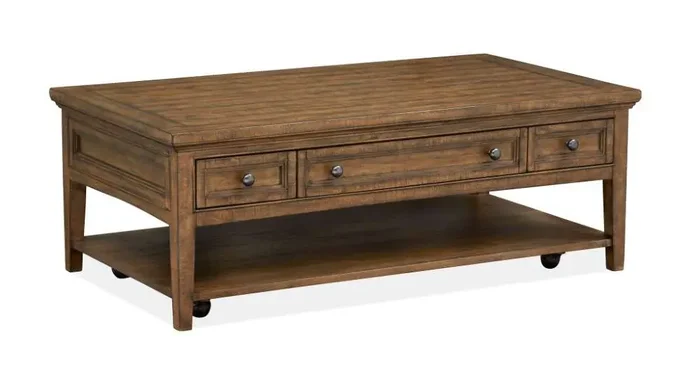 Magnussen – Bay Creek Rectangular Cocktail Table with Casters in Toasted Nutmeg – T4398-43