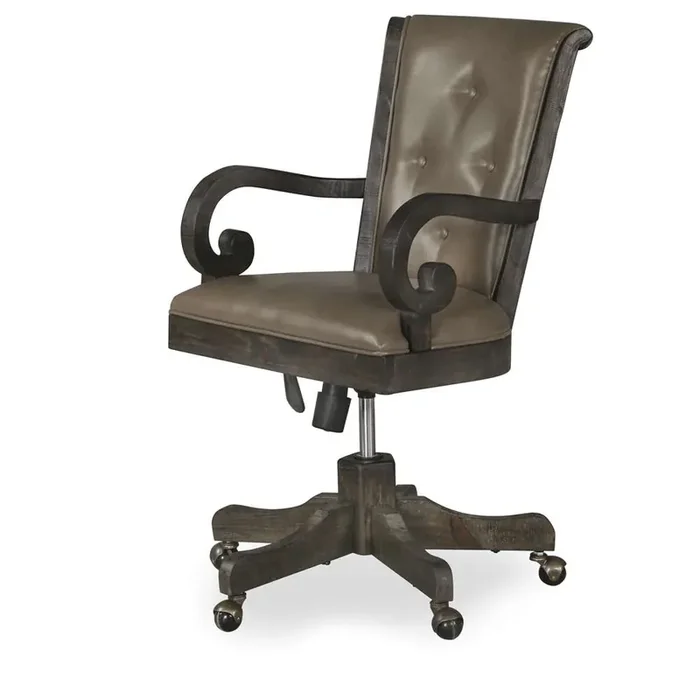 Magnussen – Bellamy Fully Upholstered Desk Chair in Weathered Peppercorn – H2491-83