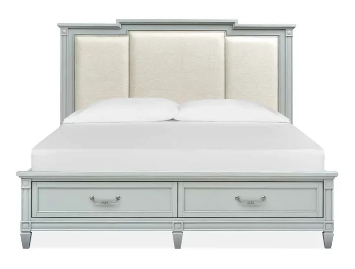 Magnussen – Glenbrook Complete Queen Panel Storage Bed w/Upholstered Headboard – B5668-55A
