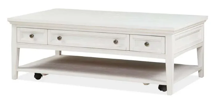 Magnussen – Heron Cove Rectangular Cocktail Table with Casters in Chalk White – T4400-43