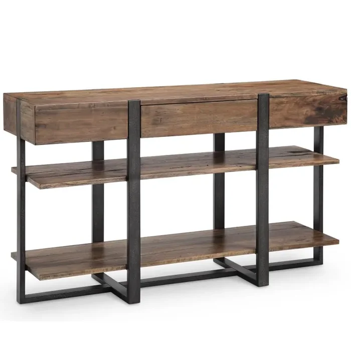 Magnussen – Prescott Modern Reclaimed Wood Rectangular Console Table in Rustic Honey – T4344-73