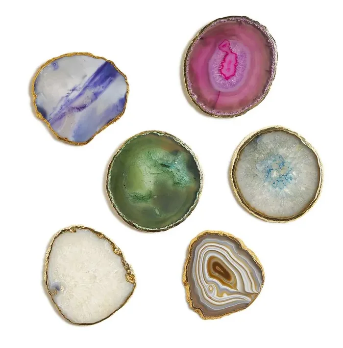 Maitland Smith – Agate Coasters With Gold Trim – 8380-12
