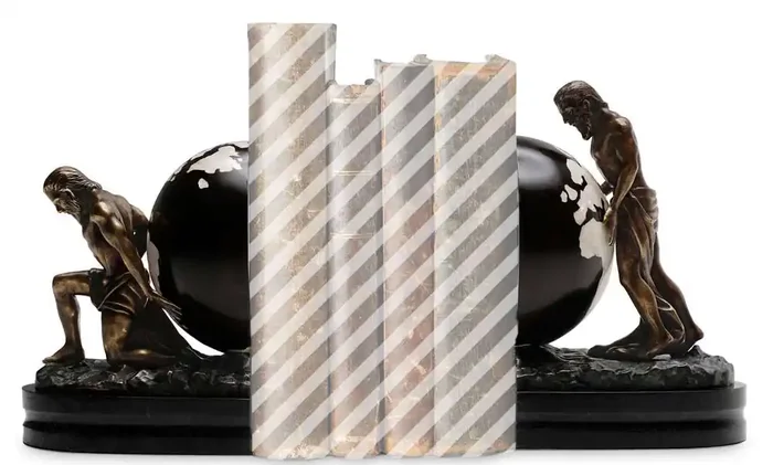 Maitland Smith – Atlas Globe Bookends – 89-1805