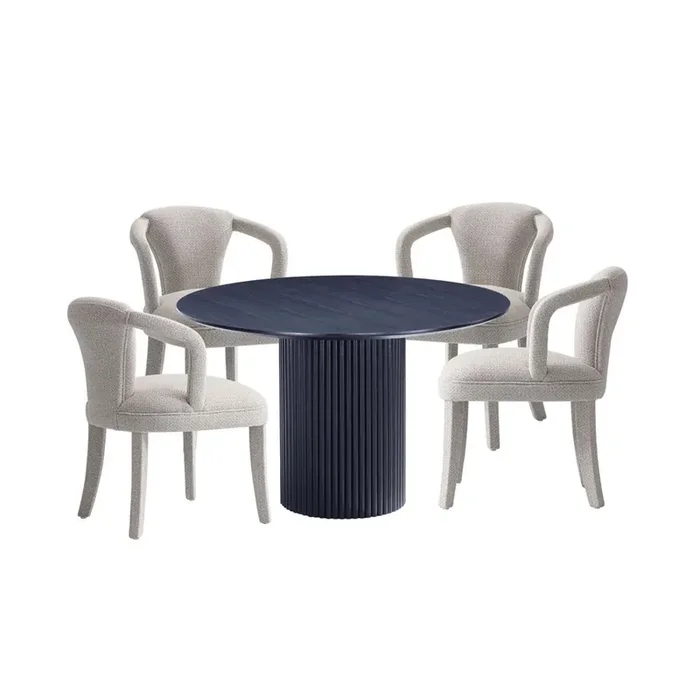 Manhattan Comfort – 5-Piece Palmer and Hathaway Dining Set in Gold DustBlack – 4-DT03DC088AR-BKSL