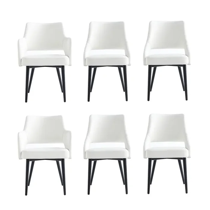 Manhattan Comfort – 6-Piece Tremont Leatherette Dining Chair with Metal Legs in White – 6-DC104-WH