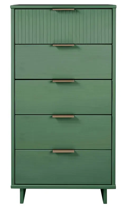 Manhattan Comfort – Granville Tall Narrow Dresser with 5 Drawers in Sage Green – DR-5003