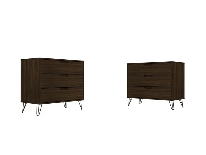 Manhattan Comfort – Rockefeller Dresser with 6 Drawers in Brown – Set of 2 – 2-103GMC5