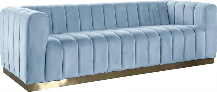 Marlon Sky Blue Velvet Sofa
