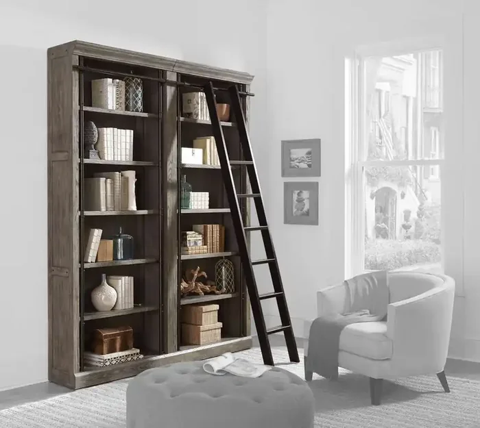 Martin Furniture – Avondale 8 Tall Bookcase Wall With Ladder Set, Gray – AE4094GKIT2PC