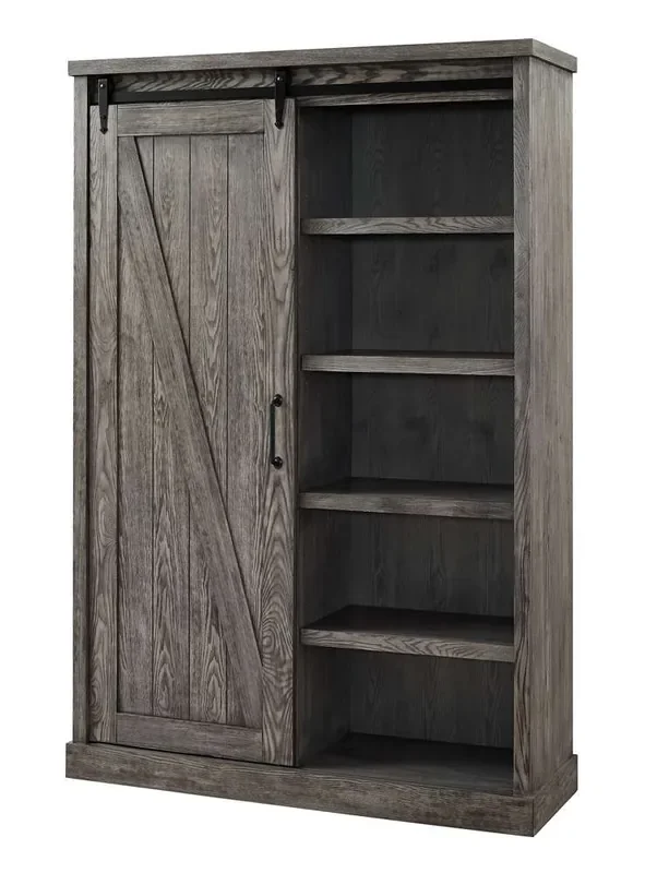 Martin Furniture – Avondale Rustic Barn Door Bookcase, Gray – IMAE4872G