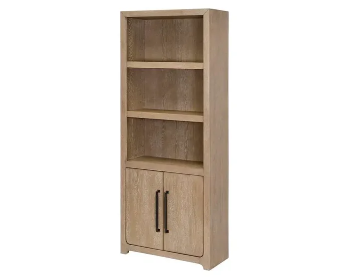 Martin Furniture – Canyon Drive – Modern Wood Bookcase with Doors, Office Shelving, Storage Cabinet, Fully Assembled, Light Brown – IMCD3278D