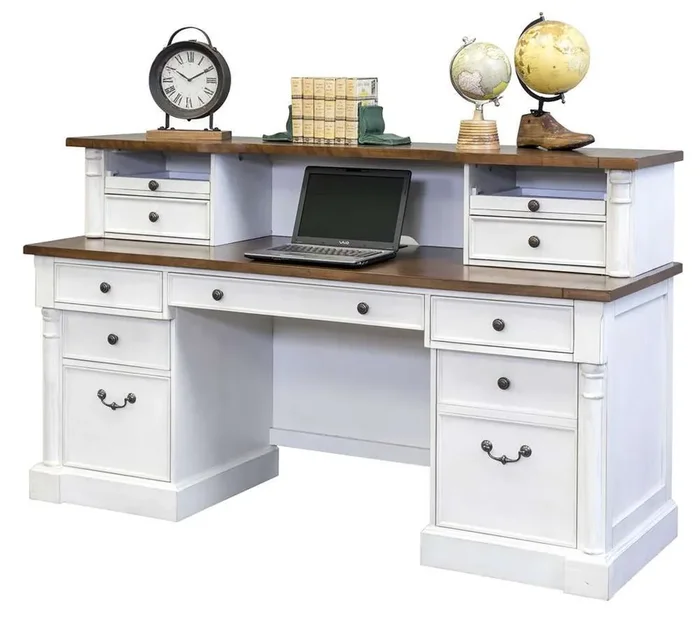 Martin Furniture – Durham Rustic Wood Credenza and Hutch with Drawers, White – IMDU470_680