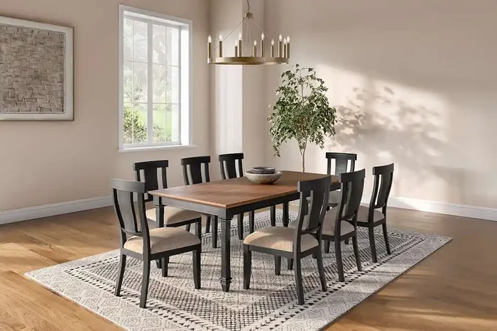 Martin Furniture – Hartford – Traditional Wood Kitchen Extension Dining Table and Eight Chairs, Black – IMHF7242KIT9