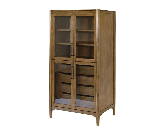 Martin Furniture – Lachlan – Modern Wood Display Cabinet, Dining Storage, Bookcase, Fully Assembled, Brown – IMLN4072