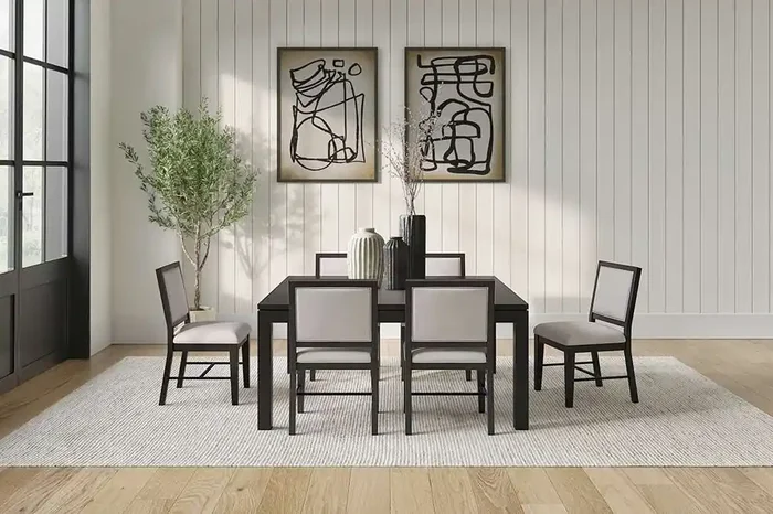 Martin Furniture – Montclair – Modern Wood Rectangular Extension Kitchen Dining Table and Six Chairs, Black – IMMO7240KIT7_CLOSEOUT