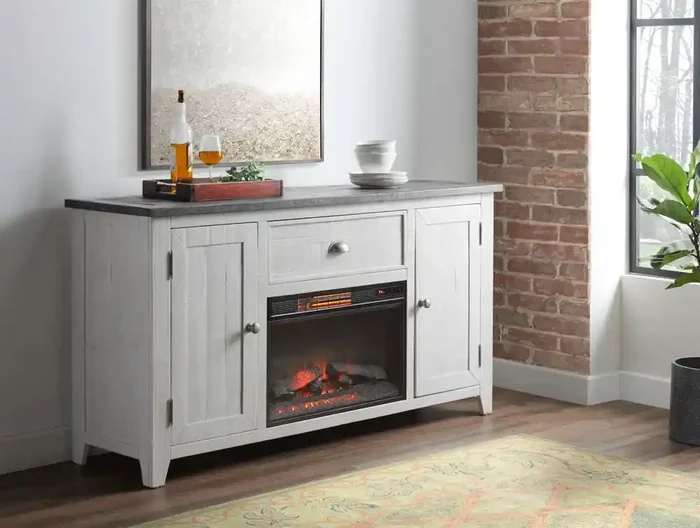 Martin Svensson Home – Monterey 65in Solid Wood Dining Server with Electric Fireplace – 5908936F