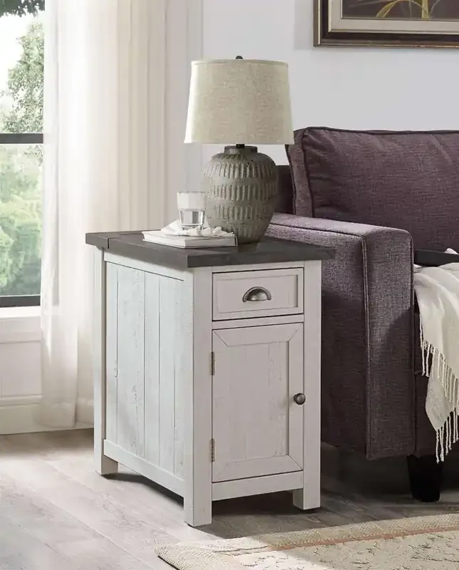 Martin Svensson Home – Monterey Chairside Table, White and Grey – 890675