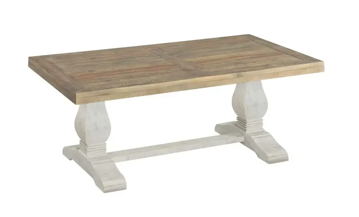 Martin Svensson Home – Napa Pedestal Coffee Table, White Stain and Reclaimed Natural – 860126