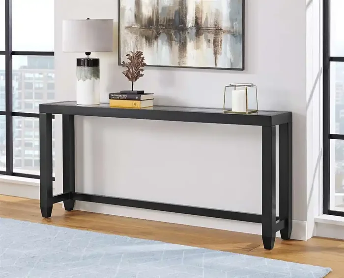 Martin Svensson Home- Cordero Glass Top Sofa Console Table, Black -830242