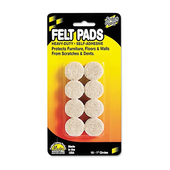Master Caster® Scratch Guard Felt Pads, 1″ Dia, Circular, Beige, 16/pack