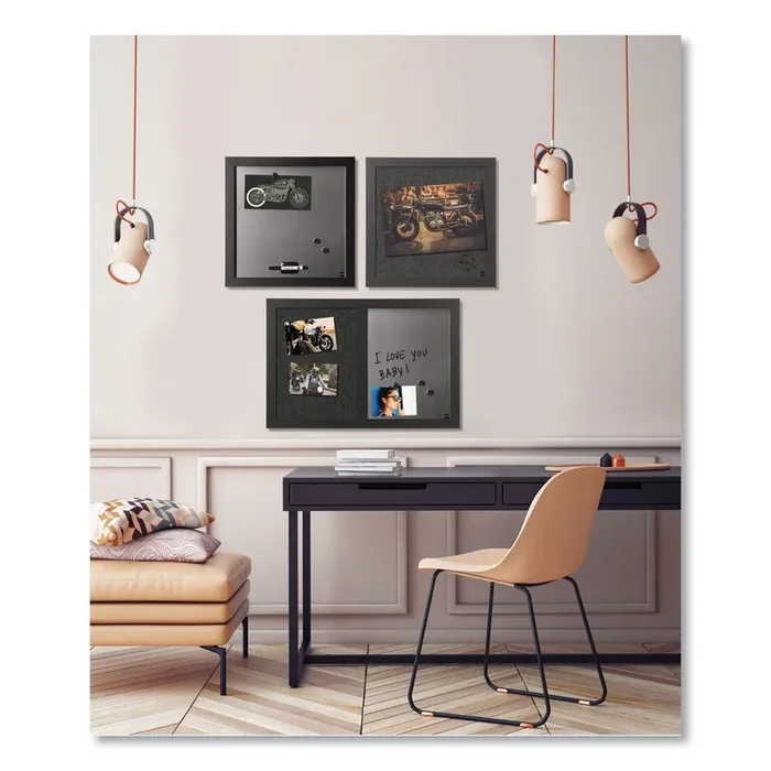MasterVision® Black Shadow Message Board Set, (1) Magnetic Dry Erase, (1) Bulletin, (1) Dry Erase/Bulletin, Assorted Sizes, Assorted Colors