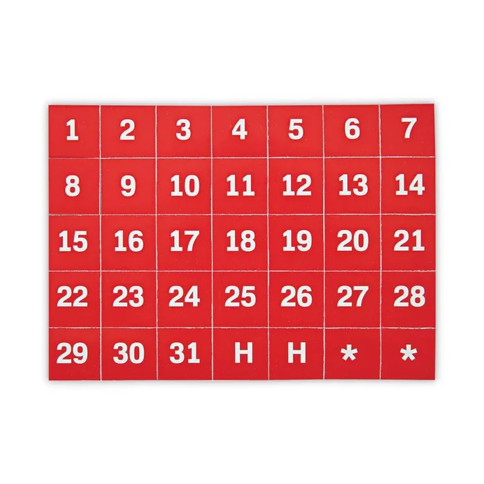 MasterVision® Interchangeable Magnetic Board Accessories, Calendar Dates, Red/White, 1″ x 1″, 31 Pieces