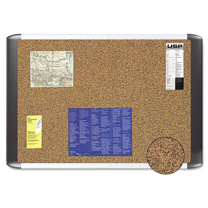 MasterVision® Tech Cork Board, 72″ x 48″, Tan Surface, Silver/Black Aluminum Frame