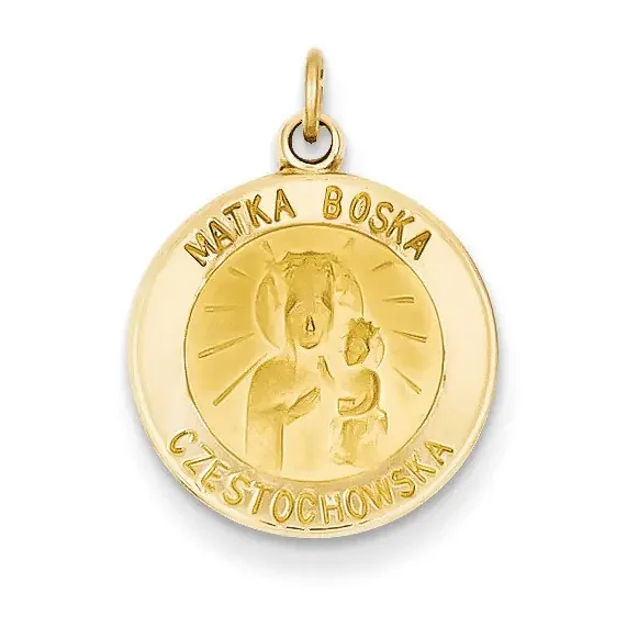 Matka Boska Medal Charm 14k Gold XR344