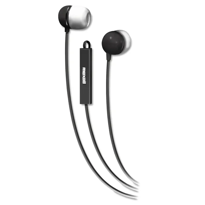 Maxell® In-Ear Buds with Built-in Microphone, 4 ft Cord, Black