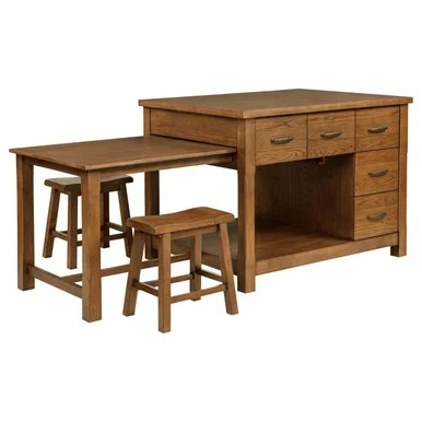 Mayfair 3-piece Kitchen Island with Extension Table Dark Oak / CS-182446