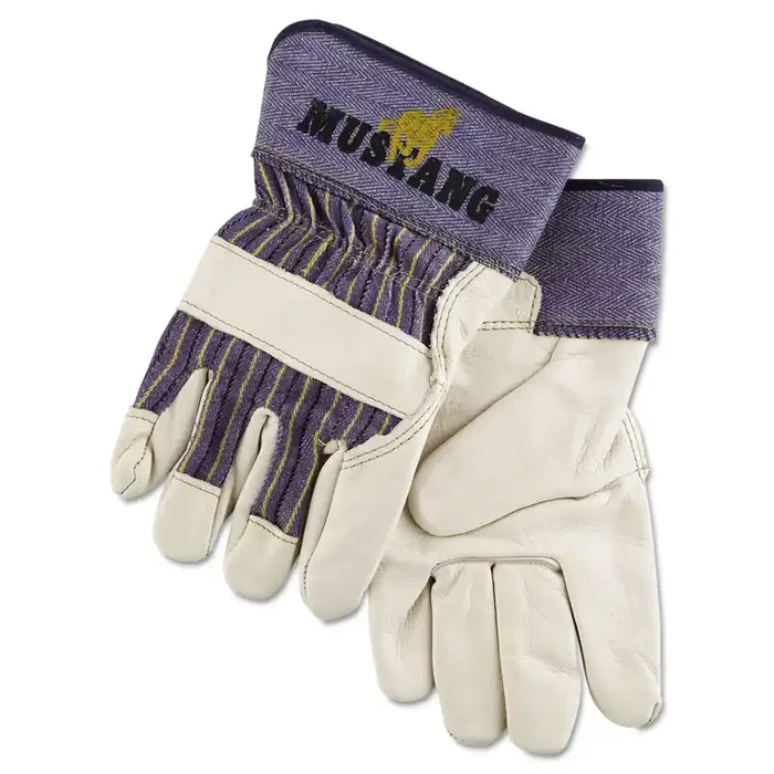 MCR™ Safety Mustang Leather Palm Gloves, Blue/cream, X-Large, Dozen