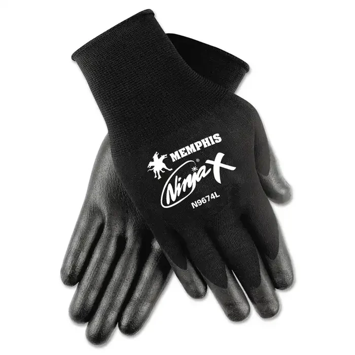 MCR™ Safety Ninja X Bi-Polymer Coated Gloves, Large, Black, Pair