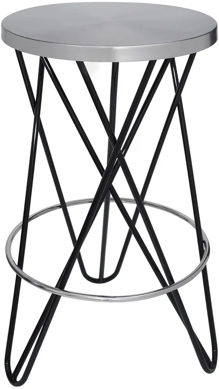 Mercury Black / Silver Counter Stool