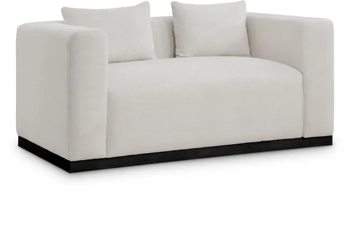 Meridian Furniture – Alfie Beige Linen Textured Fabic Loveseat – 642Beige-L