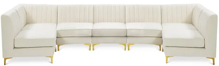 Meridian Furniture – Alina Cream Velvet Modular Sectional – 7Pc – 604Cream-Sec7A