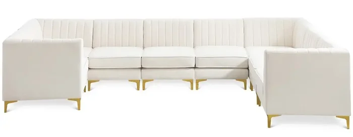 Meridian Furniture – Alina Cream Velvet Modular Sectional – 8Pc – 604Cream-Sec8C