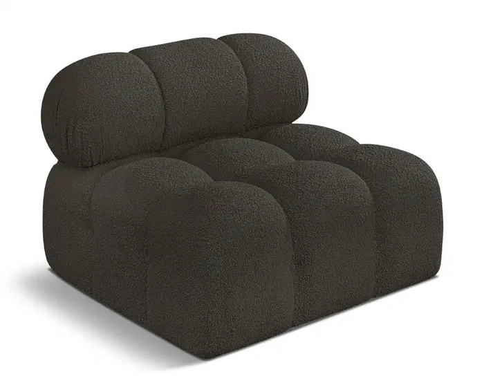 Meridian Furniture – Ames Brown Boucle Fabric Armless – 611Brown-Armless