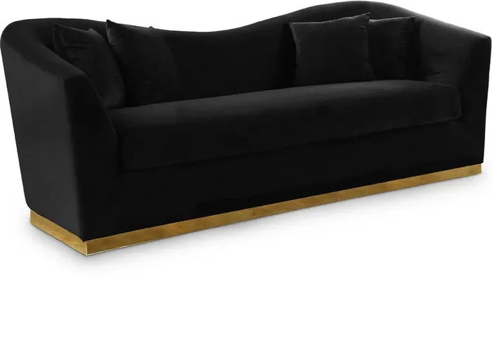Meridian Furniture – Arabella Black Velvet Sofa – 617Black-S