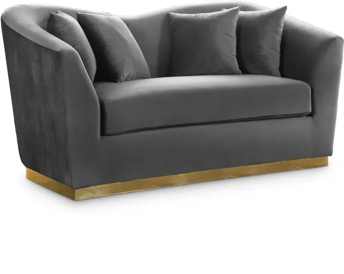 Meridian Furniture – Arabella Grey Velvet Loveseat – 617Grey-L