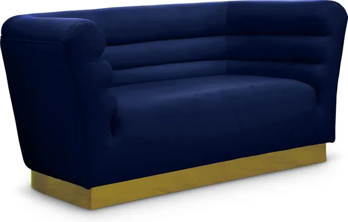 Meridian Furniture – Bellini Navy Velvet Loveseat – 669Navy-L