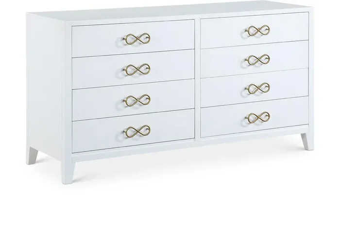 Meridian Furniture – Bowtie White / Gold Dresser – 899White-D
