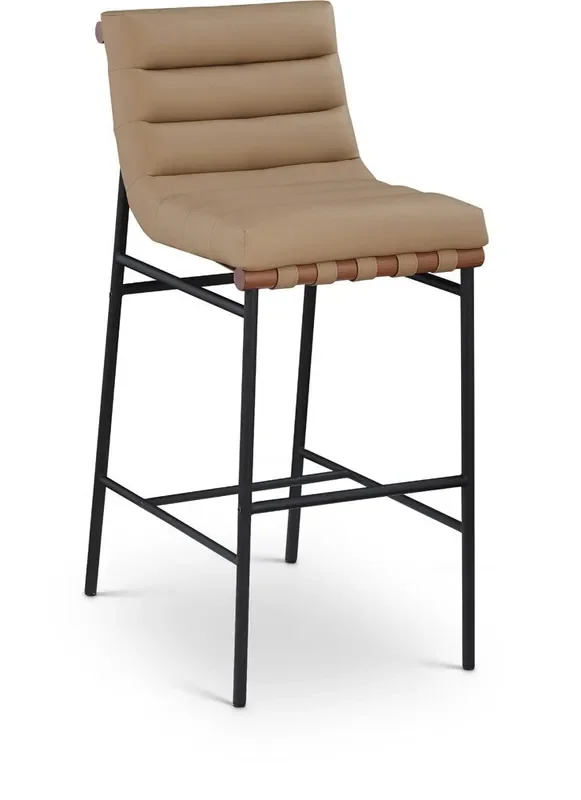Meridian Furniture – Burke Tan Vegan Leather Bar Stool – 800Tan-C