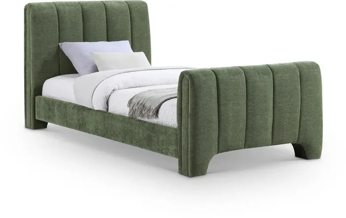 Meridian Furniture – Camila Green Chenille Fabric Twin Bed – CamilaGreen-T