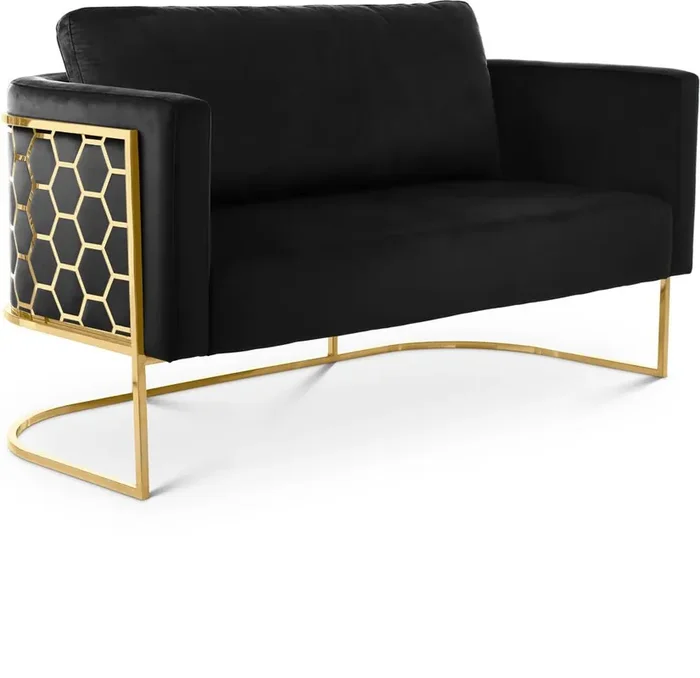 Meridian Furniture – Casa Black Velvet Loveseat – 692Black-L
