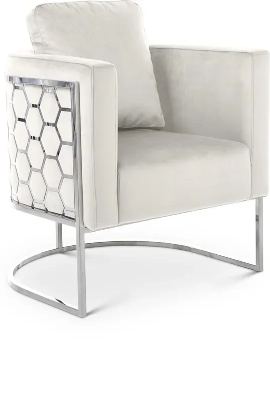 Meridian Furniture – Casa Cream Velvet Chair – 691Cream-C