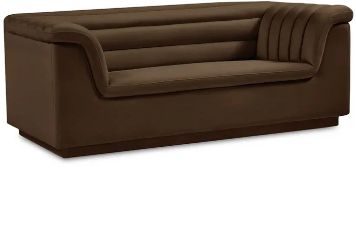 Meridian Furniture – Cascade Brown Velvet Fabric Loveseat – 192Brown-L