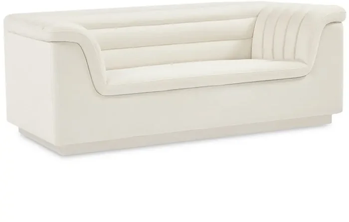 Meridian Furniture – Cascade Cream Velvet Fabric Loveseat – 192Cream-L