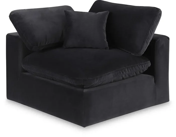 Meridian Furniture – Comfy Black Velvet Modular Corner Chair – 189Black-Corner